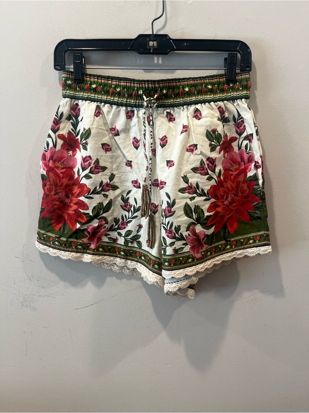 Farm Rio Wonder Rio Linen Blend Drawstring Shorts, Small - Picture 2 of 6